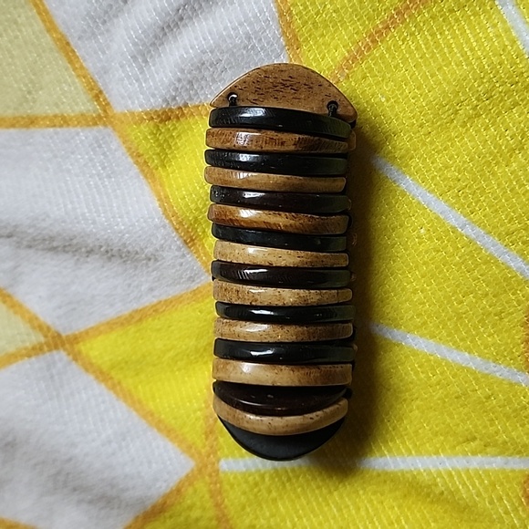 EUC - Wooden Cuff Stretch Bracelet in Light and Dark Brown - Picture 2 of 8